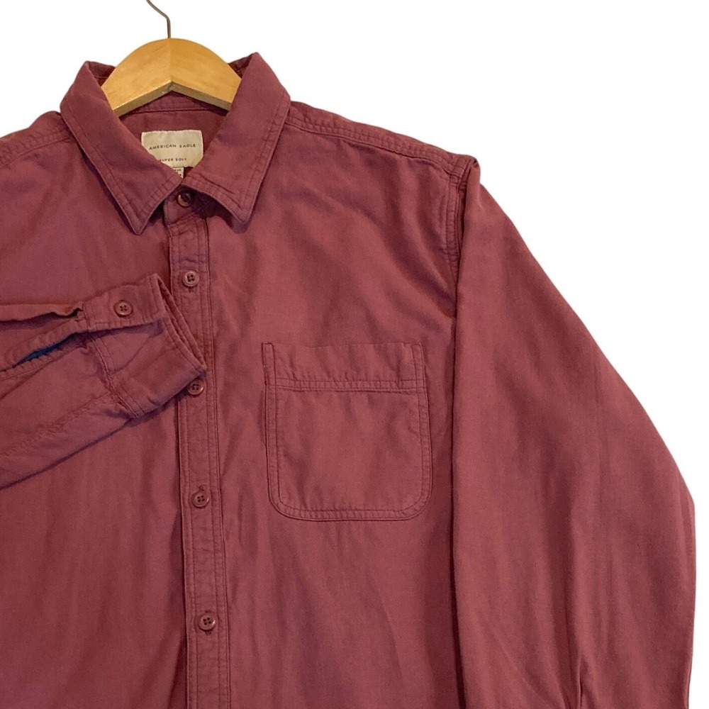 American Eagle Button Down Shirt Mens XL Super Soft‎ Burgundy 4428BBGL